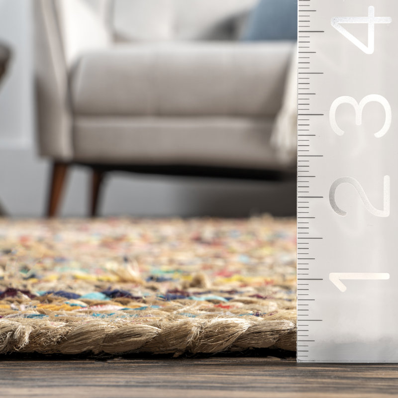 Tapis rouge tressé à la main de style bohème Lovetto, Rectangle 4 pi x 6 pi