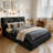 Cloud Corduroy Bed Frame, Soft Upholstered Platform Bed with Thick Padded Headboard & Bolster Pillow, Cloud-Like Cozy Comfort & Easy Assembly-1719857523-1719857520