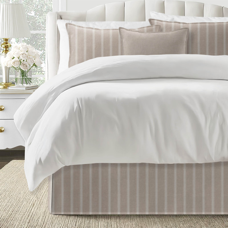 Shay Broad Ticking Stripe Natural Cotton Bedskirt, 18", Twin