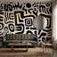 Papier peint décoratif à l'encre noir et blanc-1581190316-1581190317