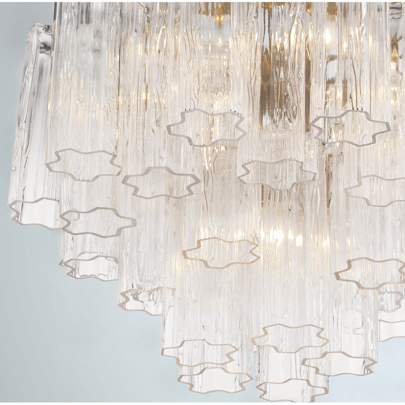 Arras Dimmable Tiered Chandelier, Aged Brass,  Clear, 14" H x 19.75" W x 19.75" D