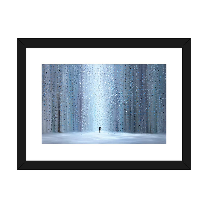«Rainy Stroll», reproduction d'art, H 16 po x l 24 po x P 1 po, Papier noir