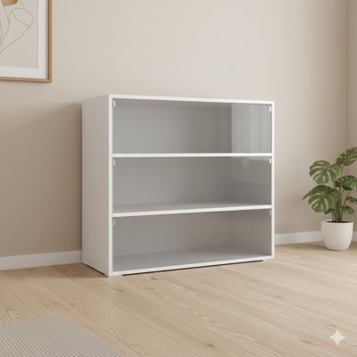 Footwear Display And Storage Case With White Glass Front And Integrated Colour-Changing RGB LED Lighting