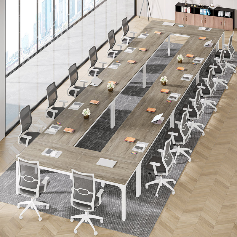 Table de conférence 6,5 pi, table de réunion, Chêne / Blanc