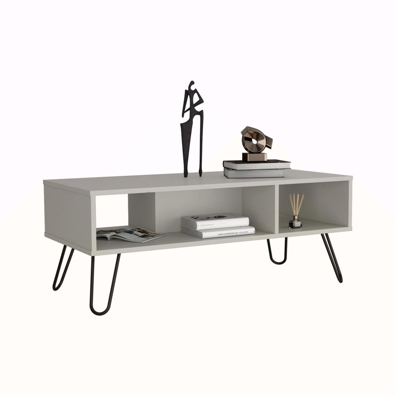 Vassel Coffee Table, Hairpin Legs, Two Shelves
