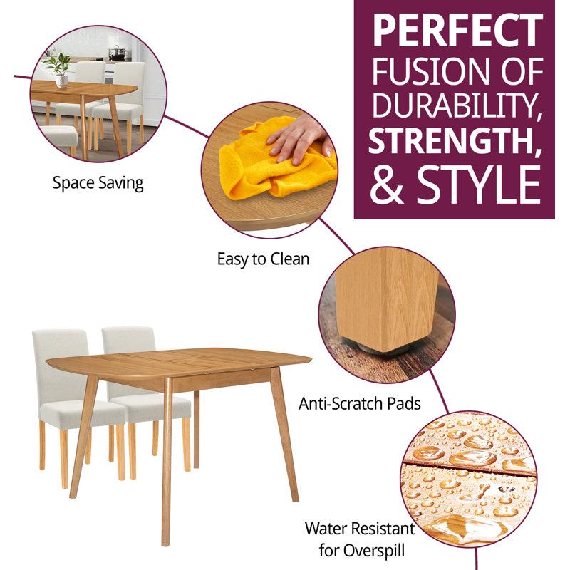 Balani 4 -Person Butterfly Leaf Dining Set, Beige