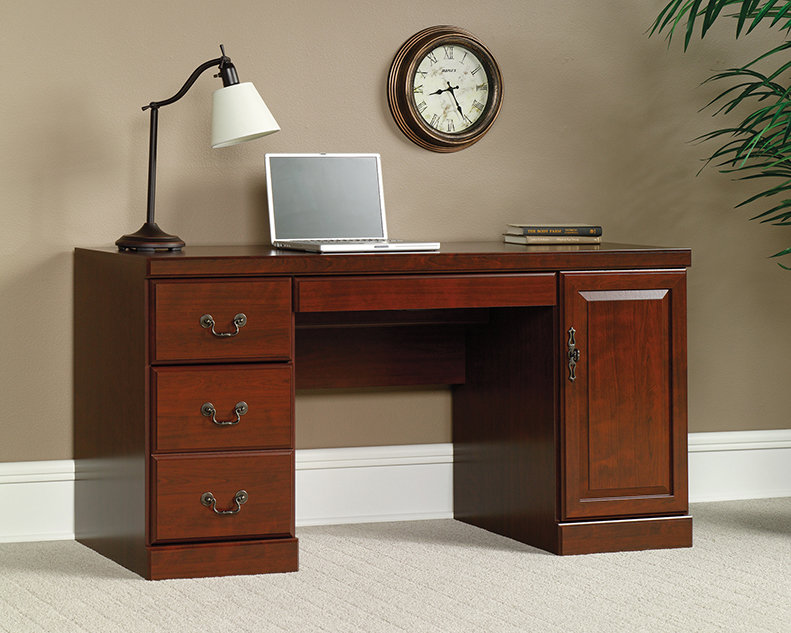Cherry Finish Computer Credenza Desk