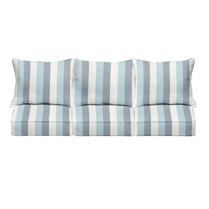 Bigby Indoor/Outdoor Sunbrella Seat/Back Cushion, Sunbrella - Direction Dew, 87"W x 26"H x 5"D