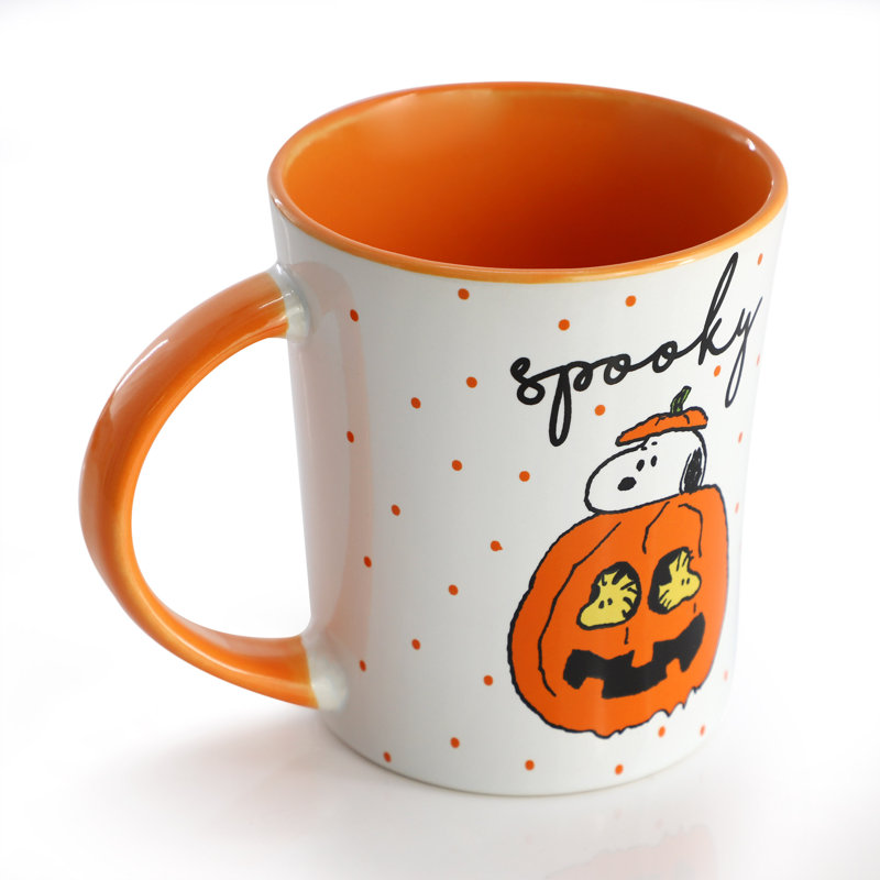 Ensemble de grandes tasses en grès orange 15 pièces Peanuts Spooky