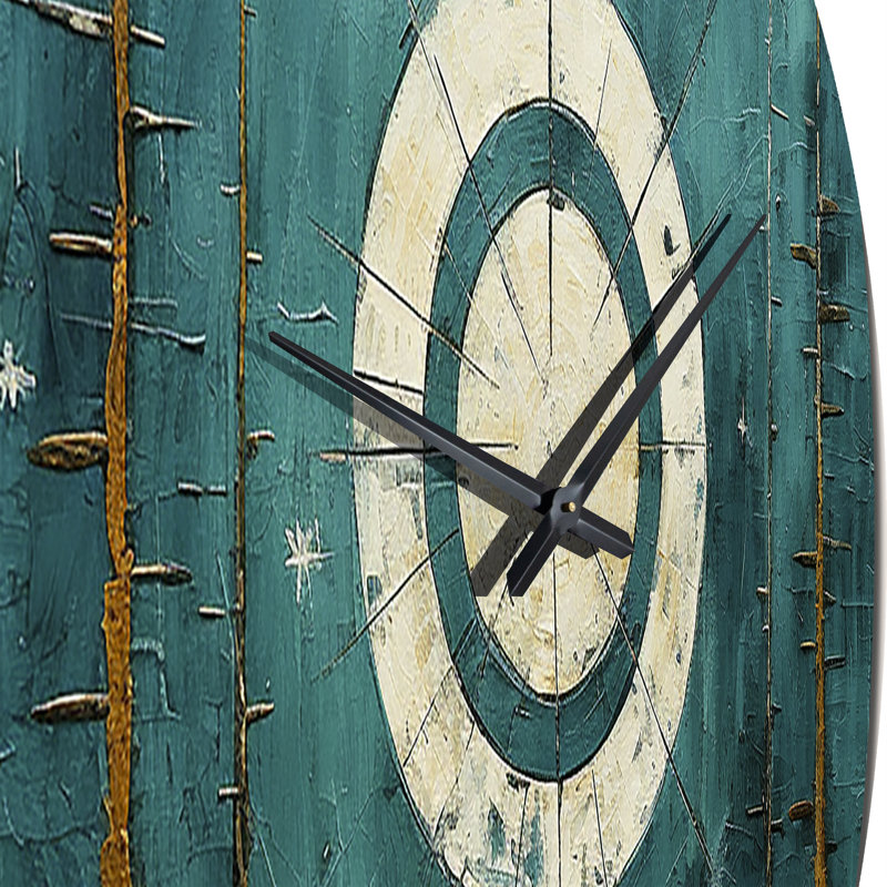 Horloge murale abstraite lune abstraite en métal bleu sarcelle, Très grand