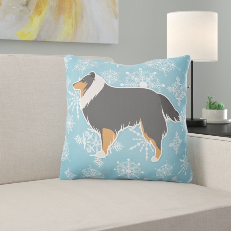 Winter Snowflakes Indoor/Outdoor Throw Pillow, 14" H x 14" W x 3" D