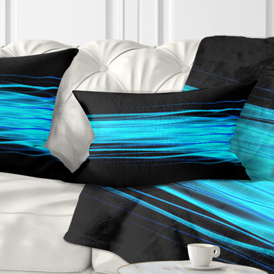 Vagues fractales bleu vif - coussin abstrait imprimé
