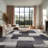 Machine Washable Geometric Area Rug - Ultra Soft Faux Cashmere with Non-Slip Backing, Modern Color Block Design in Black/White-1726317012-1726317013