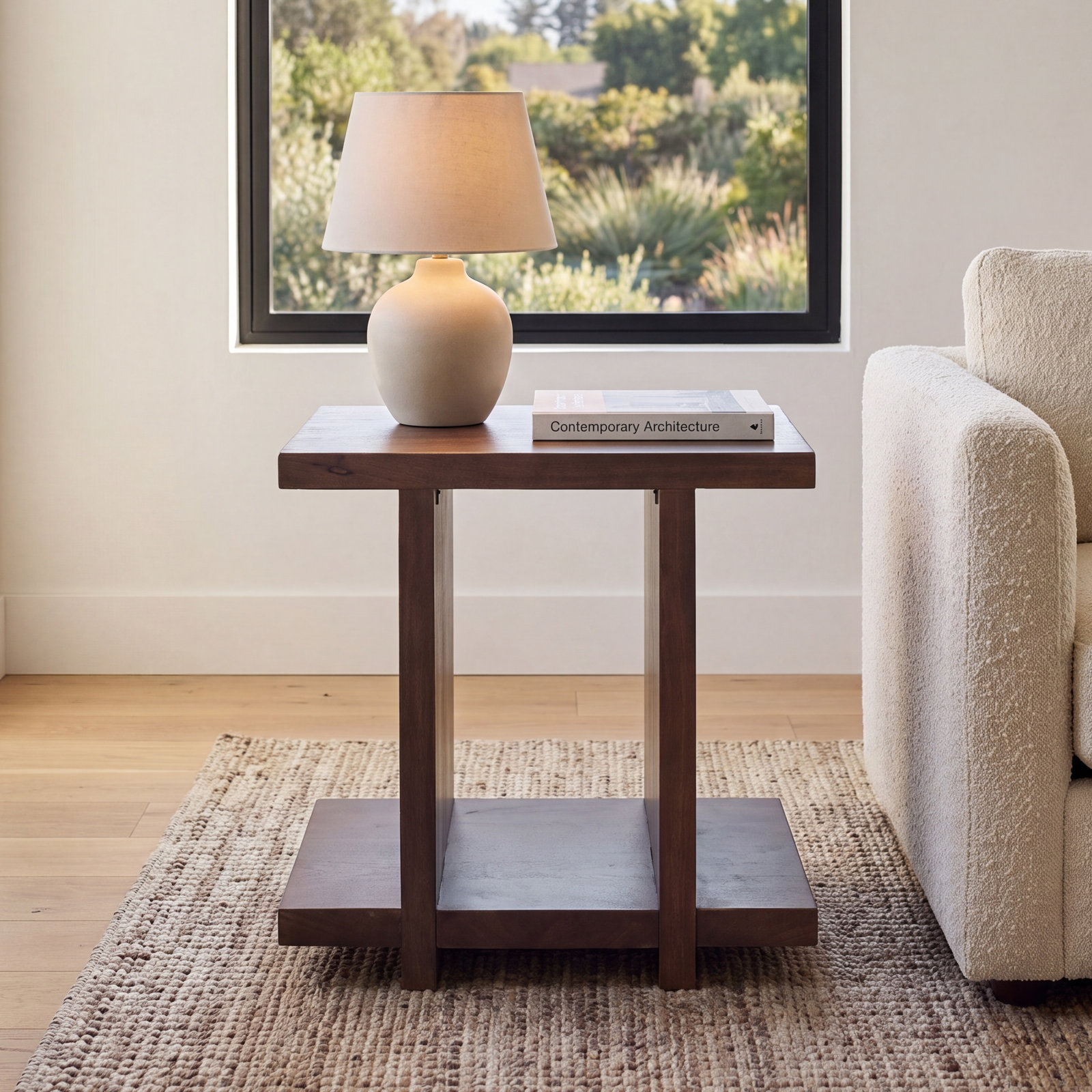 Kerrin Solid Wood End Table, Medium Brown
