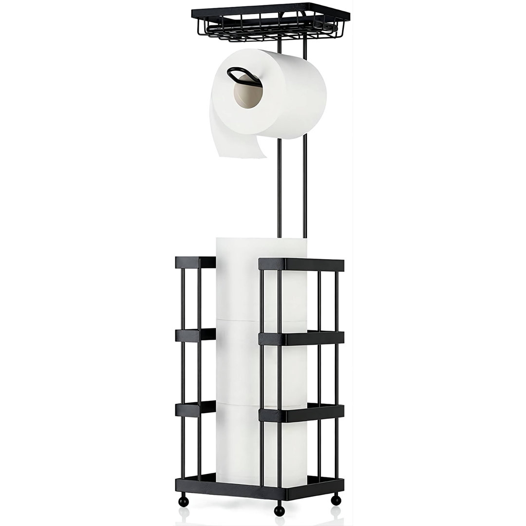 Black Toilet Paper Holder Paper Roll Storage Organizer with Shelf Symple Stuff