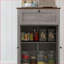 Buffet, armoire de rangement grise avec portes doubles, tiroir et amp; Tablette réglable | Panneau de particules | Revêtement en mélamine-1153387714