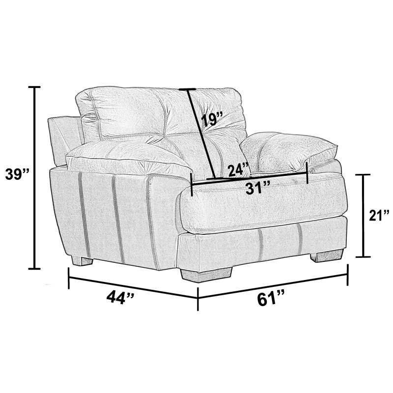 Alezandra 61" Wide Tufted Upholstered Chair and a Half, Dusk Polyester Blend
