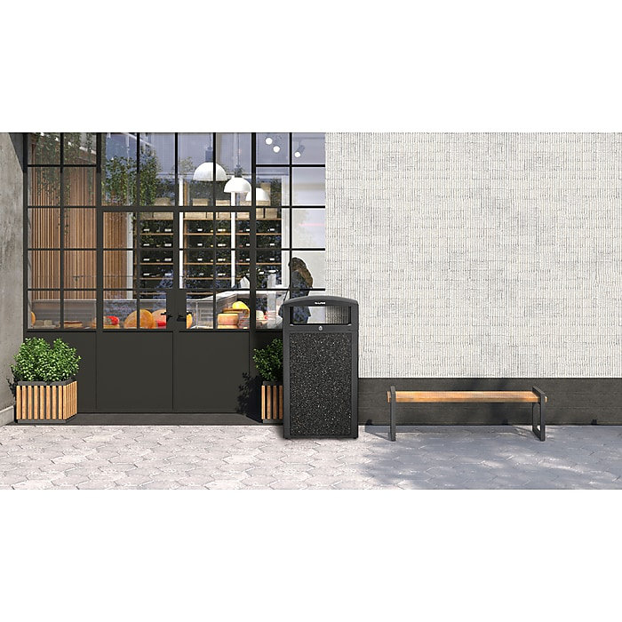 80 Gal. Outdoor Commercial Trash Can and Steel Recycling Bin Combo Station