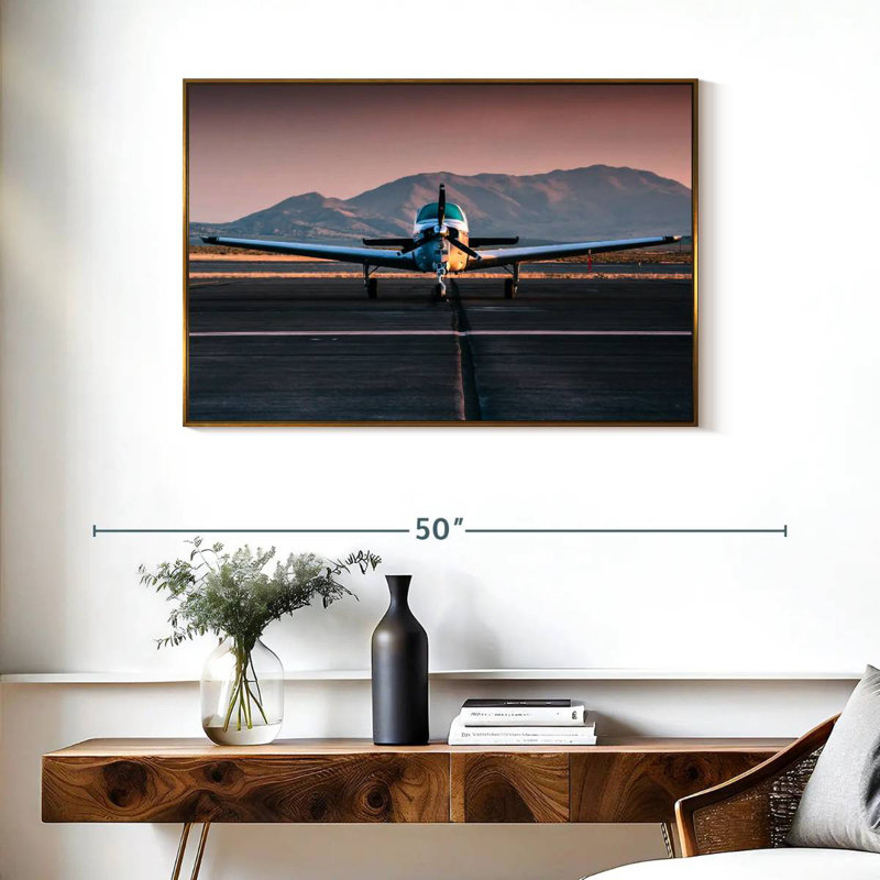 Avion privé, Cadre flottant doré, 37 po x 25 po