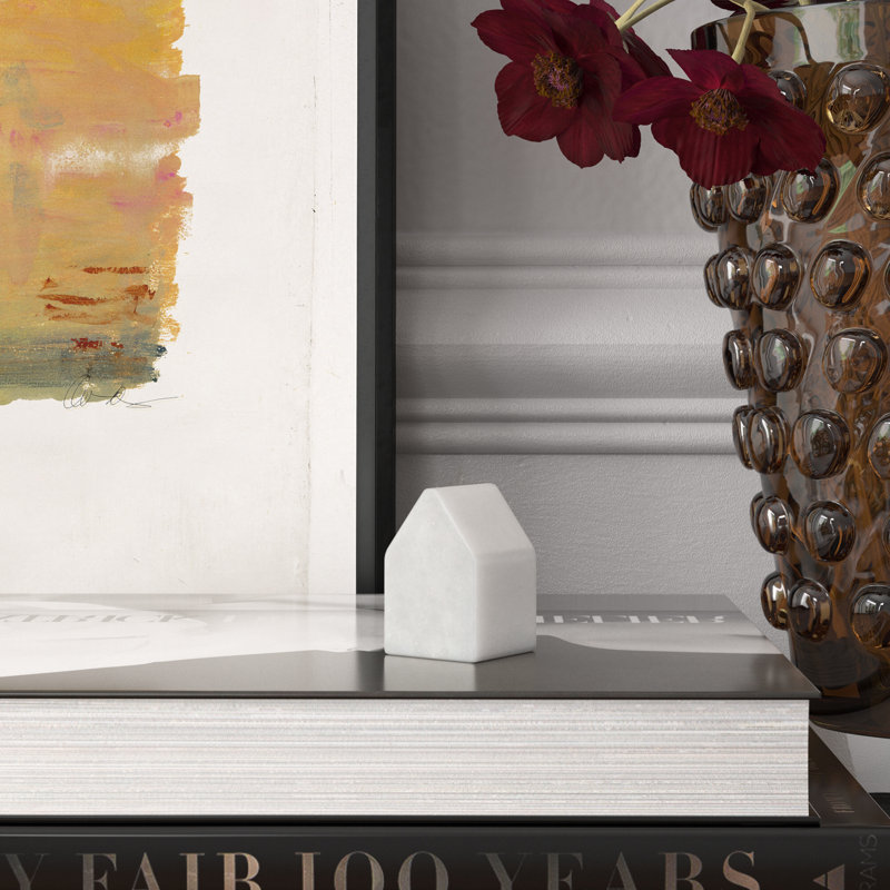 Adalynn Marble House Figurines & Sculptures, White, 2.25" H x 1.5" W x 1.5" D