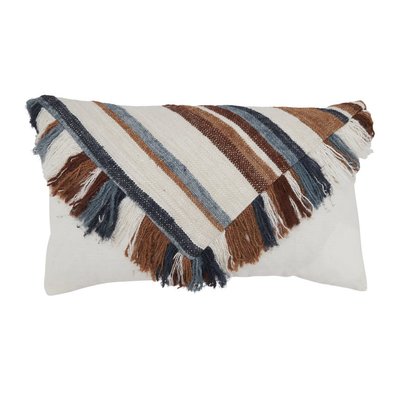 Thana Collection Tassels Cotton Throw Pillow, Blue, Polyester
