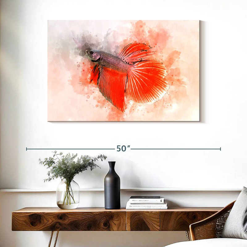 Brampt Orange Betta Fish, 26" H x 39" W