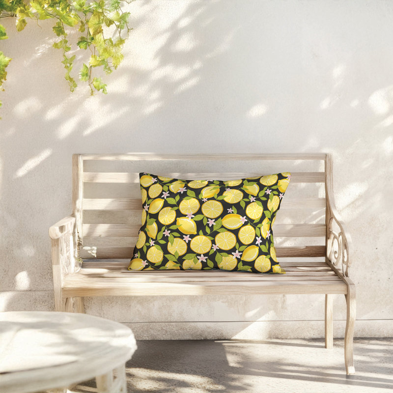 Coussin lombaire d'extérieur Lemons Coastal, Gris anthracite