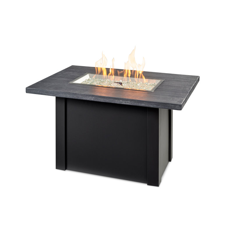 Havenwood Rectangle Smokeless Fire Pit Table with Hidden Fuel Tank, Black 