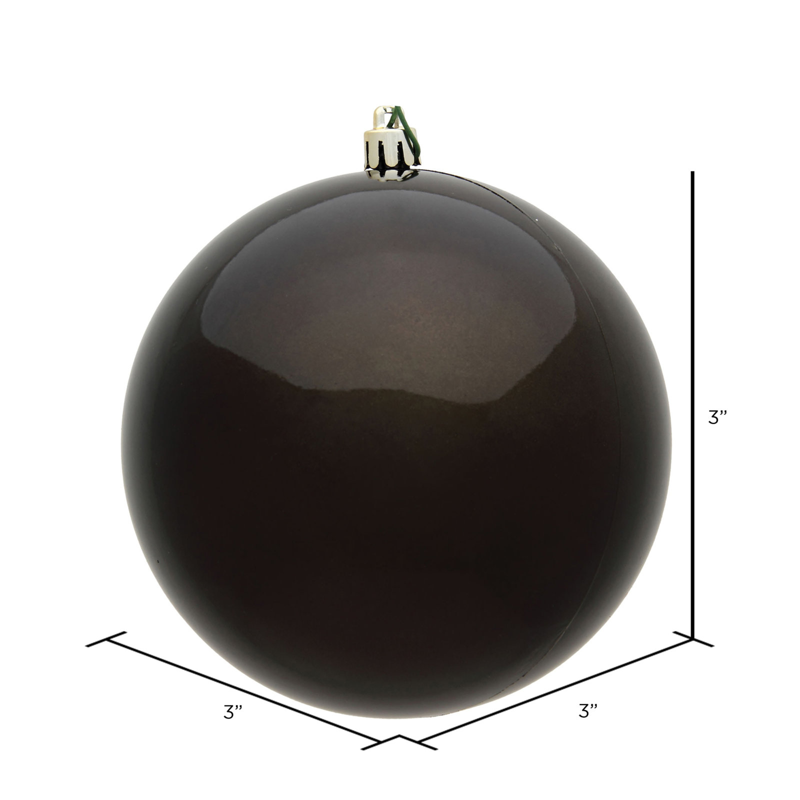 Holiday Décor Ball Ornament, Gunmetal, 3" H x 3" W x 3" D