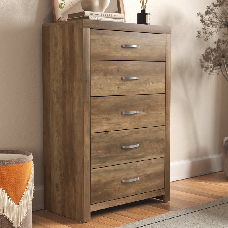 Commode 5 tiroirs Aimaan,  Chêne noueux