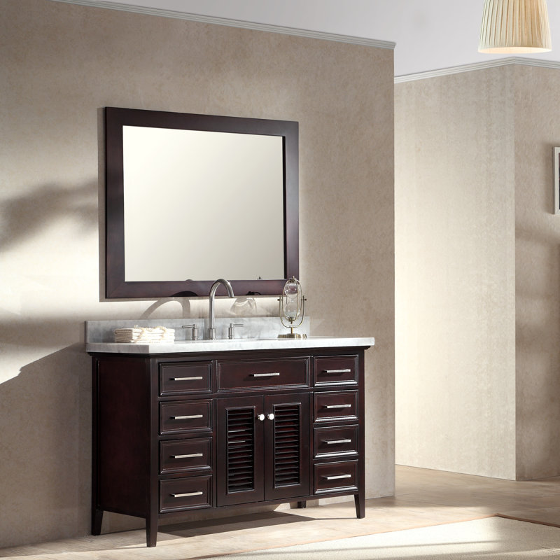 Ensemble de meuble-lavabo de salle de bain simple avec miroir 49 po Hamil, Espresso