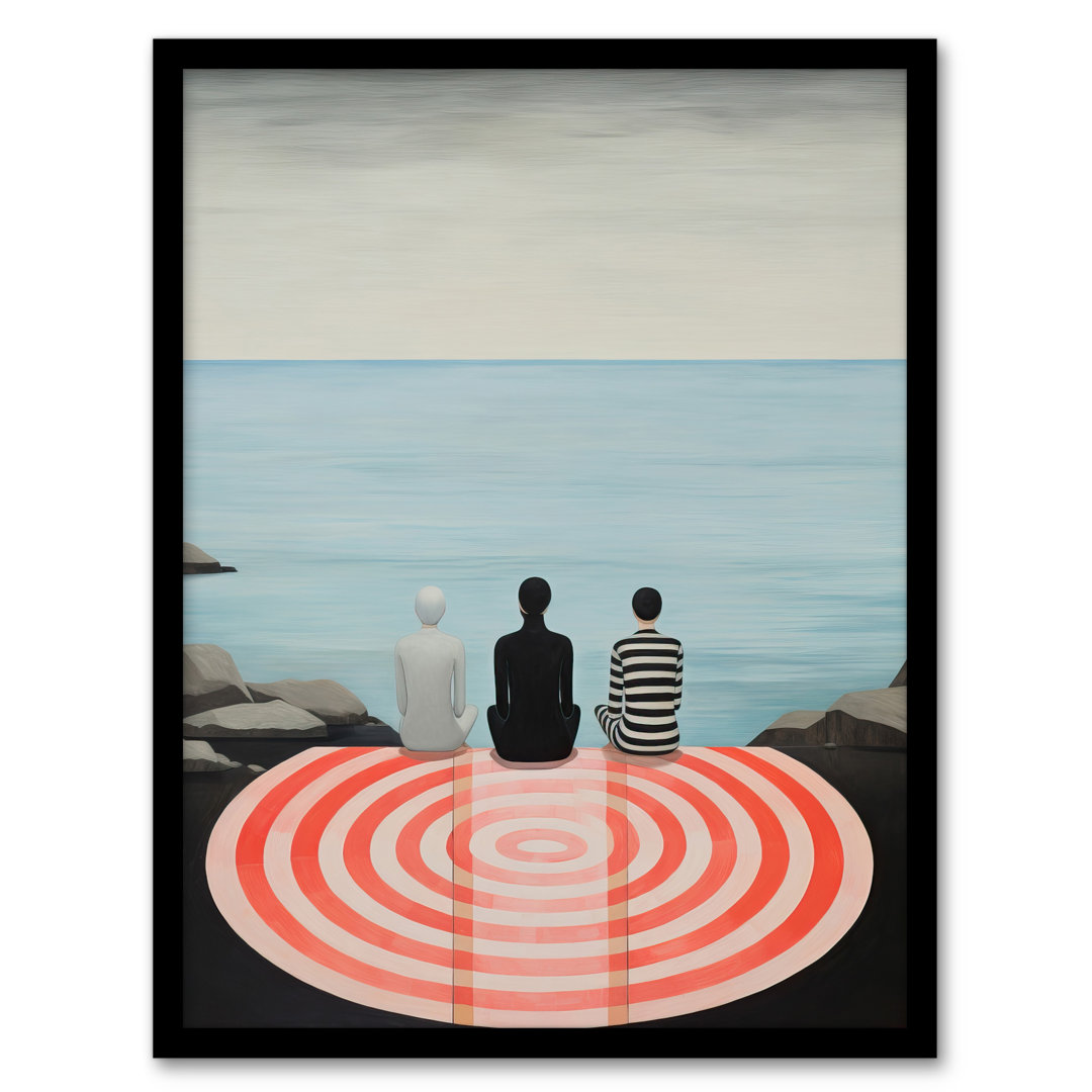 Conversations By The Sea Oil Coastal Trio - Single Picture Frame Art Prints