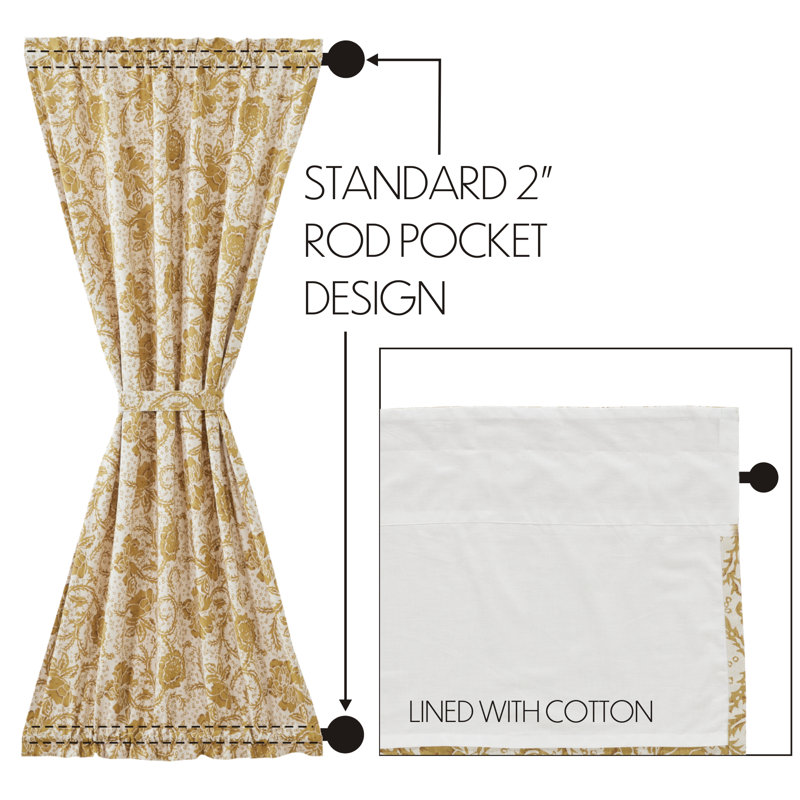 Panneau de rideau simple 100% coton Ayda, L 40 po x L 72 po