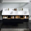 Ensemble de meuble-lavabo mural 60 po à double paroi flottante cannelée avec lavabo double en acrylique intégré et 4 tiroirs à fermeture en douceur 60 po-984863313-984863318