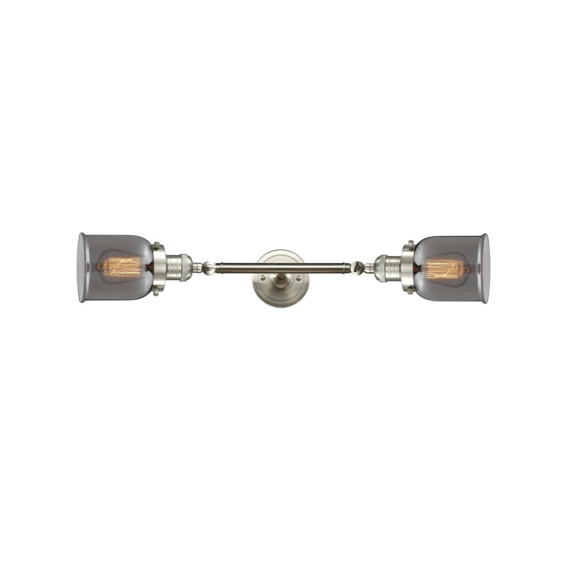 Éclairage pour meuble-lavabo à intensité variable 2 lumières Latta, Incandescent, Nickel satiné brossé, Plaqué couleur fumée