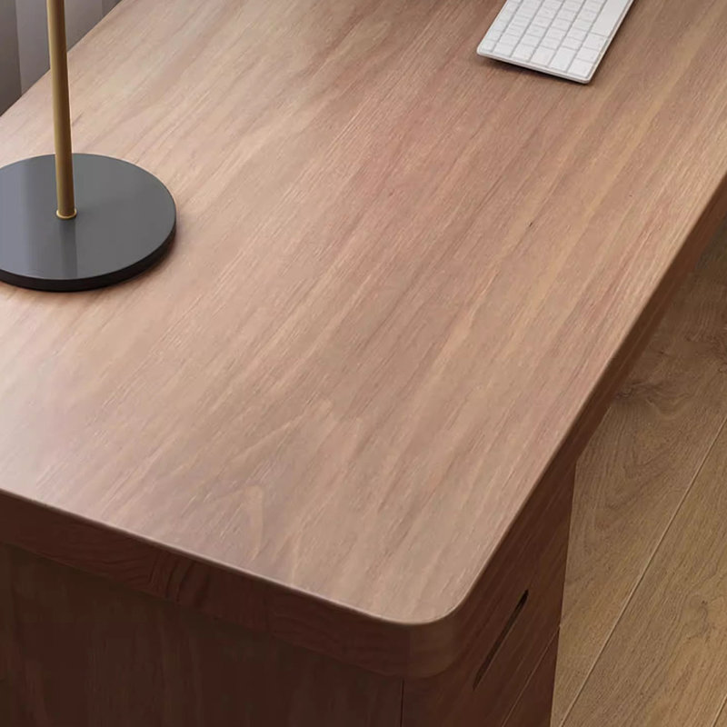 Nut-brown L-Shaped Solid Wood with 3 drawers desk, Right, 29.53" H x 70.87" W x 47.24" D