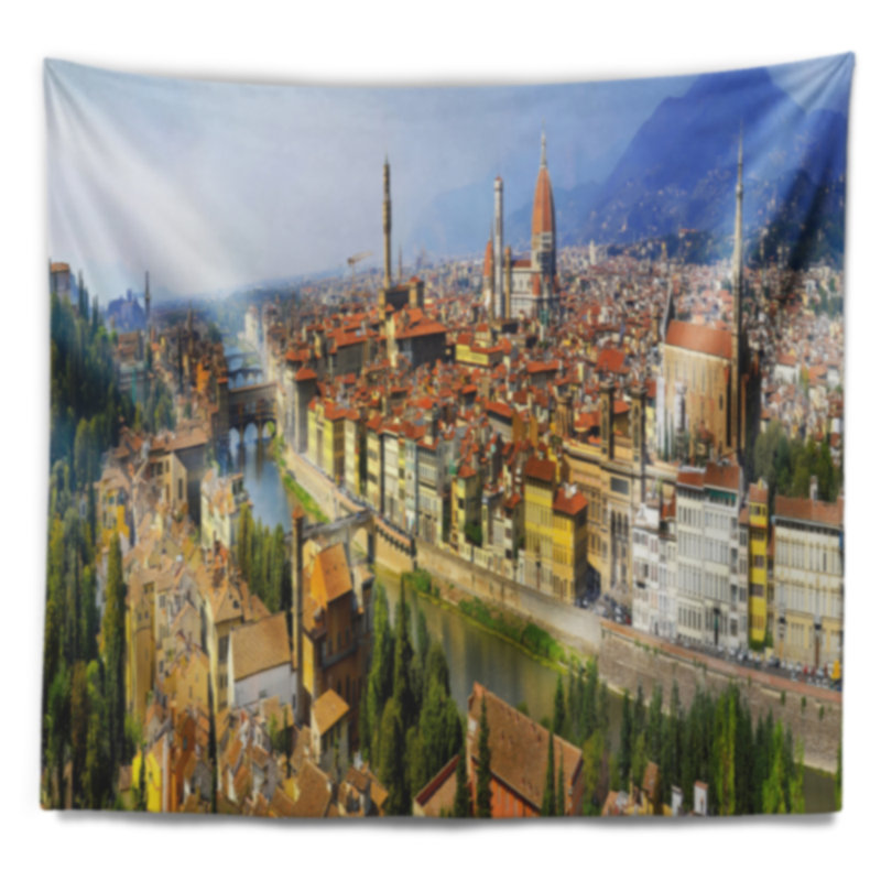 Tapisserie avec paysage urbain de Florence, H 32 po x l 39 po