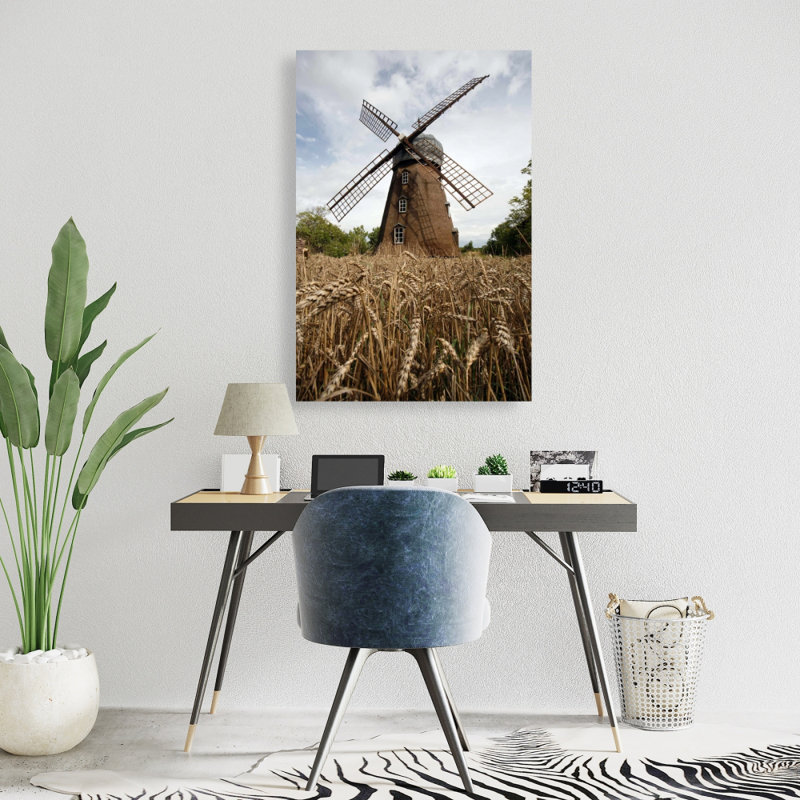 Windmill Trees Landscapes Bedroom Canvas | Home Decor Art, 24" H x 36" W