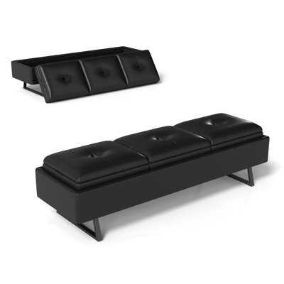 3-Seat Waiting Room Bench - PU Leather Office Waiting Room Chairs Bench with Storage, Waiting Room Furniture, Modern Entryway Bench with Thickened Cushion for Office Barber Store Nail Salon, Black