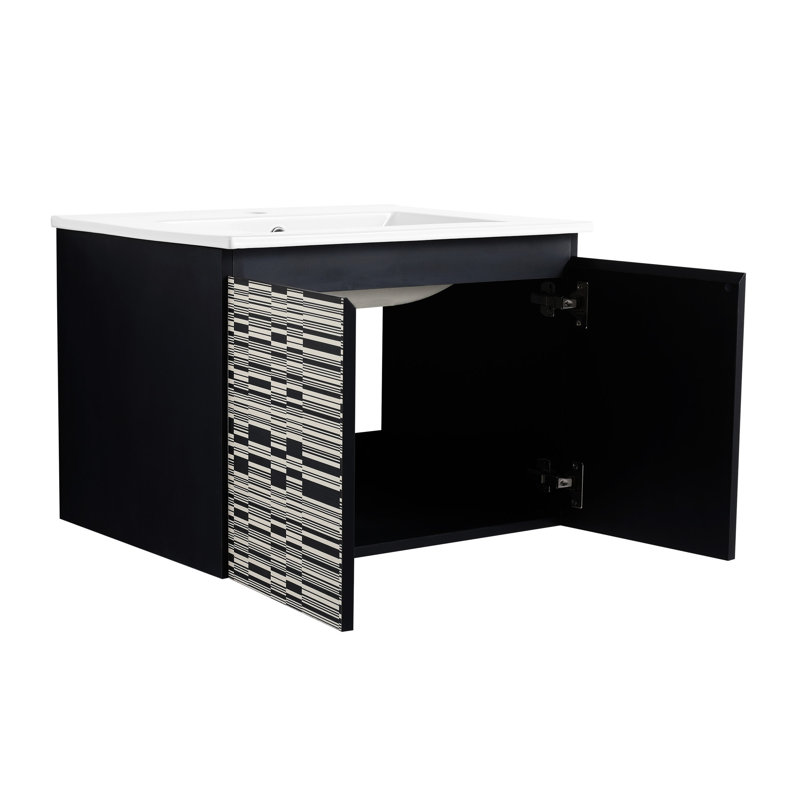 24'' Floating Wall-Mounted Bathroom Vanity With Ceramics Sink & Soft-Close Cabinet Door, KD-Package