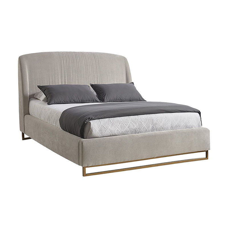 Lit plateforme tapissier Adelhard, Grand, Gris