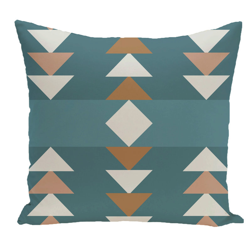 Geometric Outdoor Reversible Throw Pillow, 20" H x 20" W, Aqua