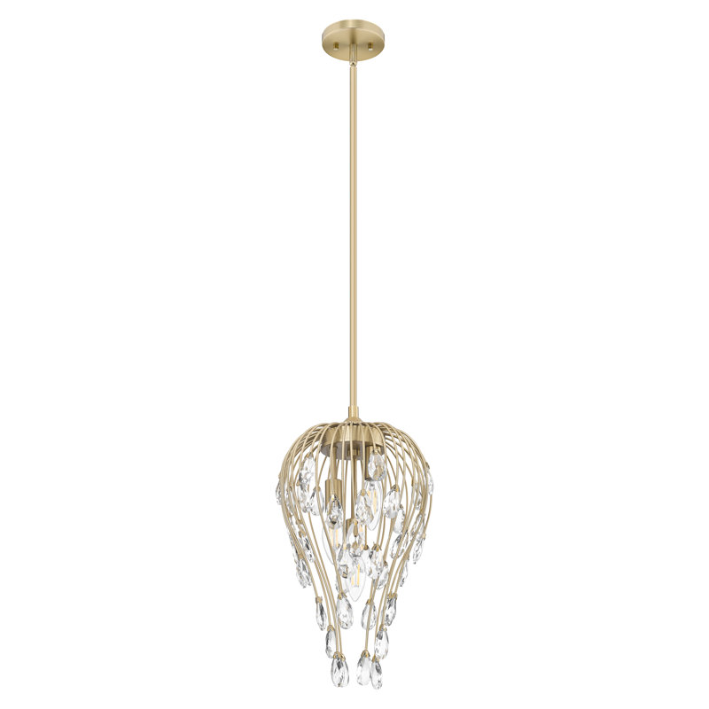 Luminaire suspendu moderne 3 lumières Gabriella, Doré