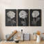 «Black and White Flowers I», ensemble de 3 impressions sur toile tendue-998823865
