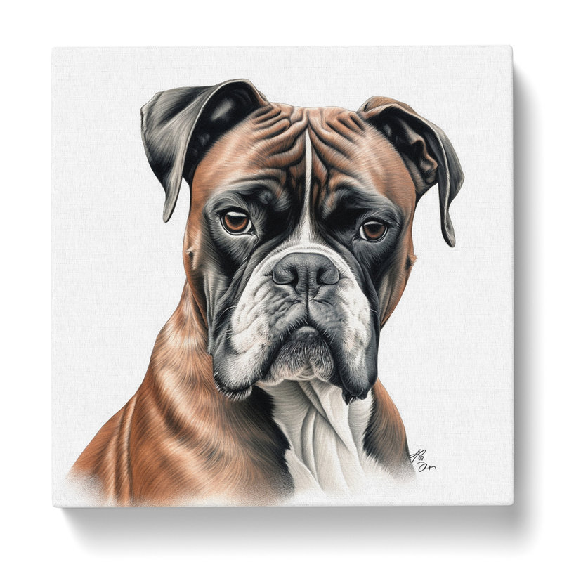 Boxer Dog Drawing - No Frame Print, 35cm H x 35cm W x 3cm D