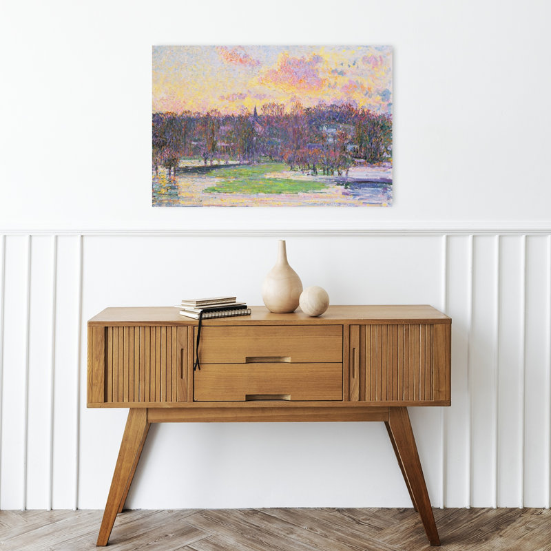 Flooded Sunset, 1893 Impressionist Abstract Contemporary Landscape Sunset Wall Art Print by Camille Pissarro - 1 Piece Wrapped Canvas Wall Art