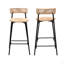 Tabourets de bar tissés à la main avec dossier, ensemble de 2 tabourets ronds en corde de papier avec repose-pieds pour îlot de cuisine et salle à manger-2069226997