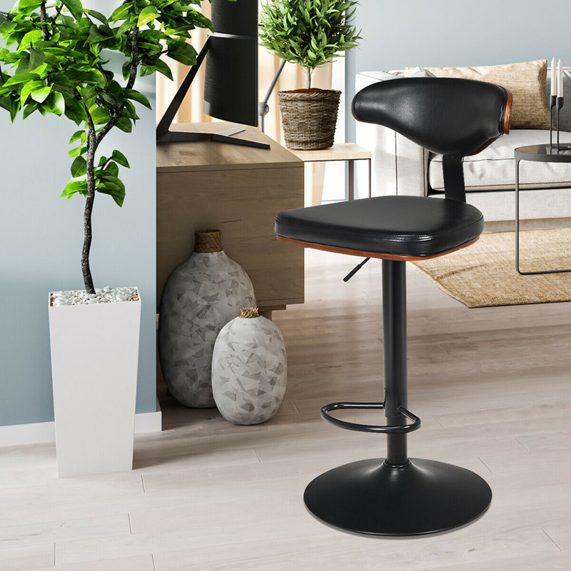 Vedder Swivel Upholstered Adjustable Height Counter Stool with Solid Wood Frame