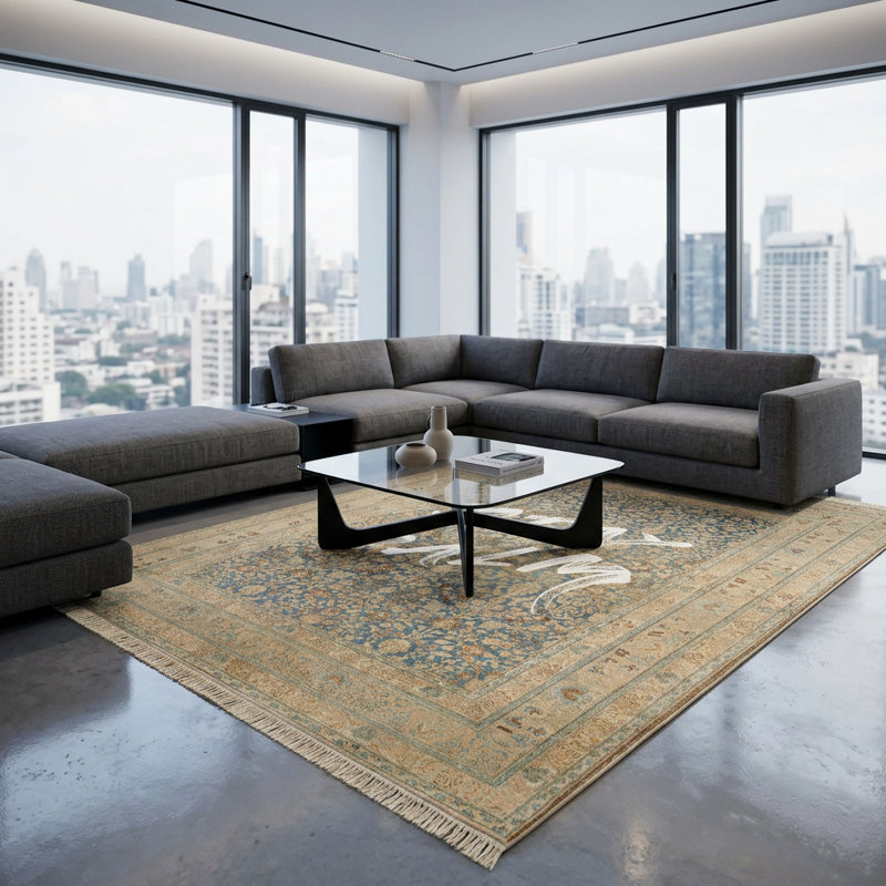 Tapis bleu serein 5 pi x 8 pi