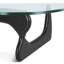 Table basse triangulaire en verre avec base en bois et plateau en verre transparent Mid-Century-757851650